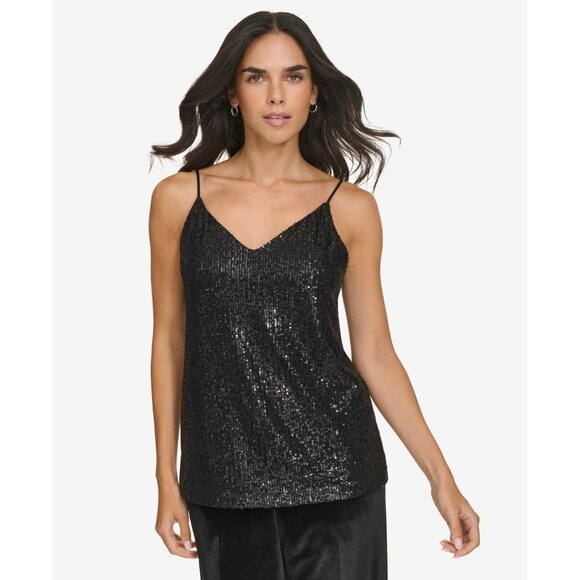 Calvin Klein Tops - Calvin Klein Women's V-Neck Sequin Camisole Black Size L MSRP $59